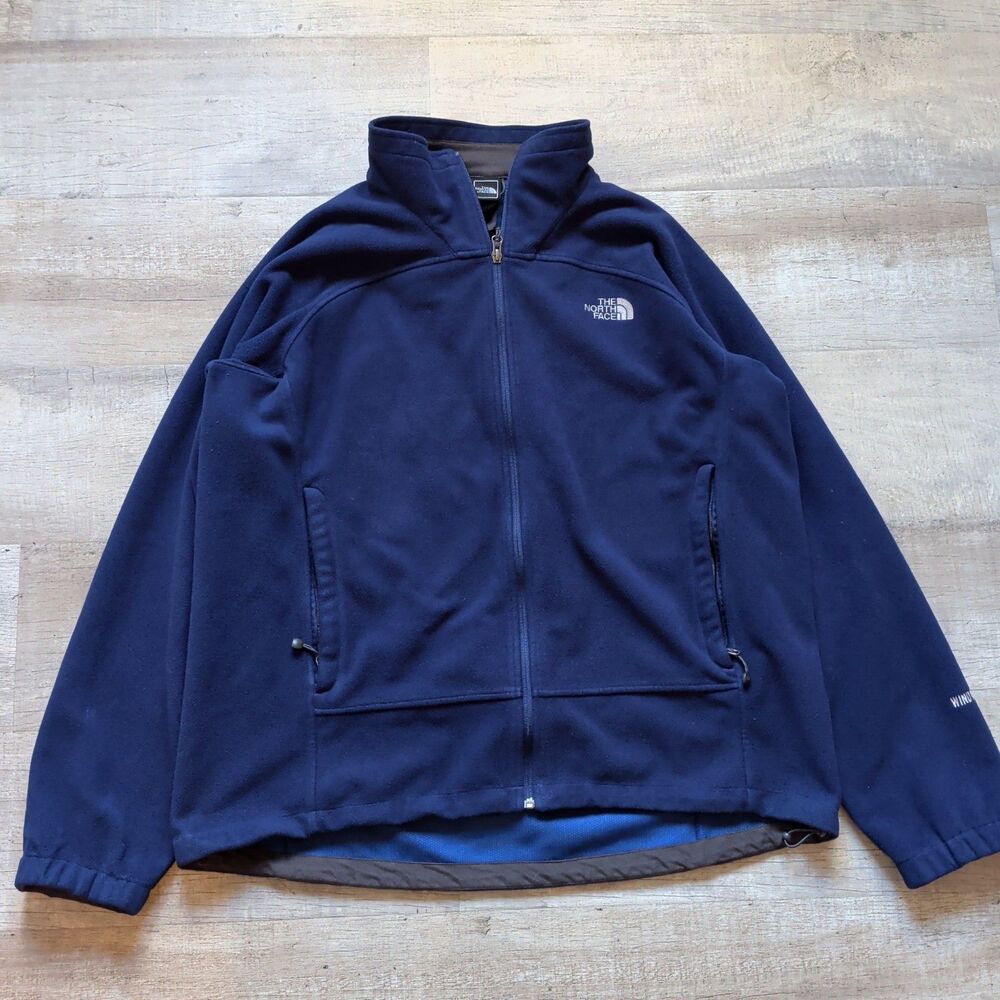 The North Face Navy High Neck Fleece Jacket Men's Large Full Zip pockets XXL